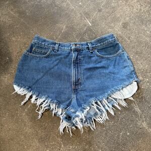 Vintage Lands' End Denim Jean Cut Off Shorts Womens 12 Blue Y2K Faded 2"